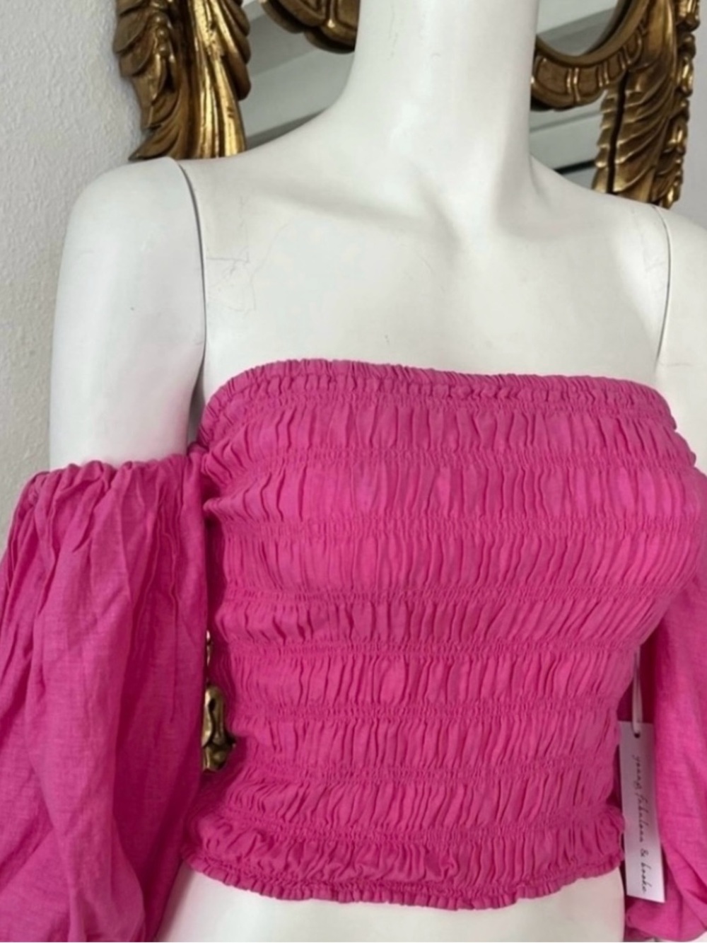 YFB Puffy sleeves linen blend top (NWT)